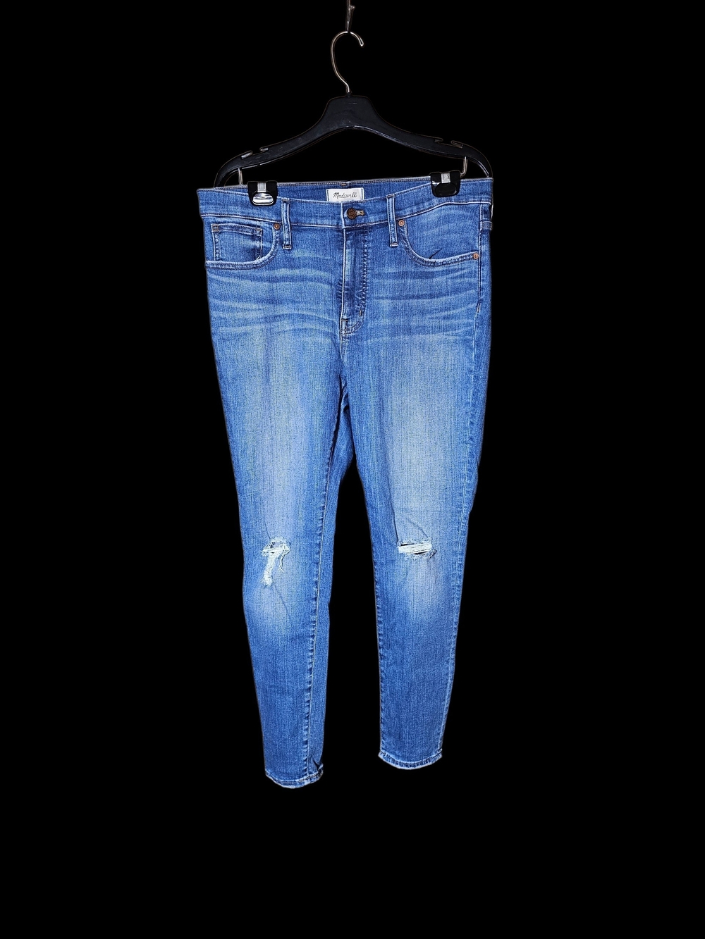 Madewell Light Blue Skinny Jeans with Knee Rips